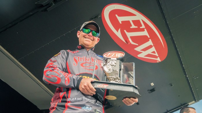 Andrew Upshaw with FLW championship trophy