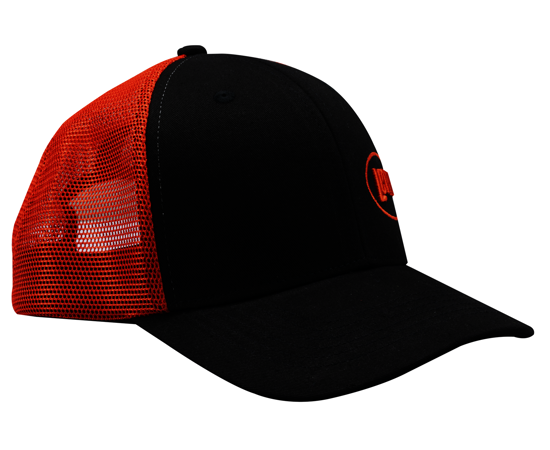 Black and Neon Red Mesh Cap